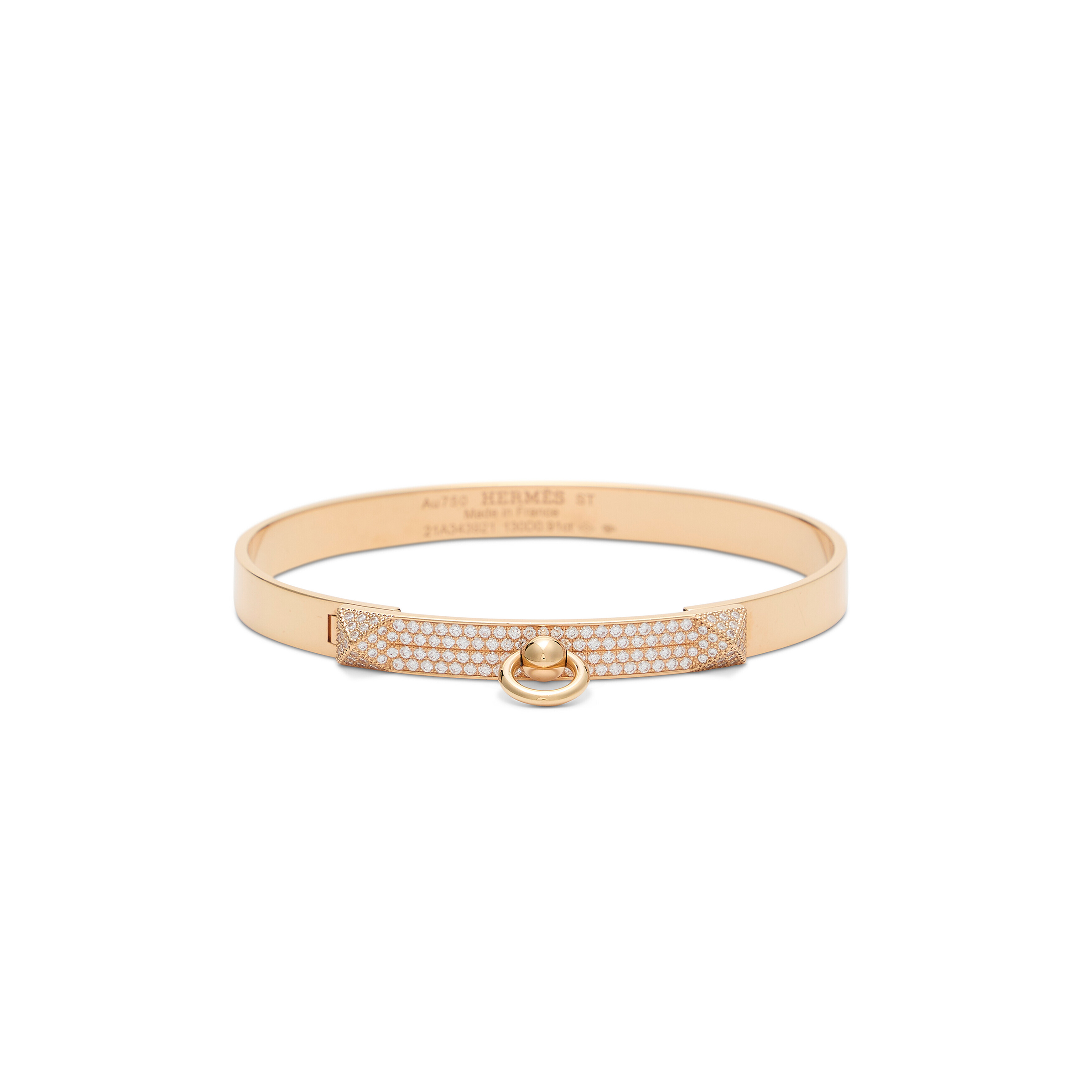 HERMÈS AN 18K ROSE GOLD & DIAMOND COLLIER DE CHIEN BRACELET 